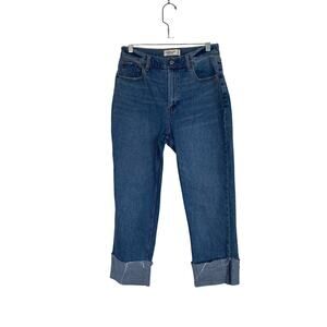 ABERCROMBIE The Ankle Straight Ultra High Rise Jeans Curve Love Size 6S Cuffed